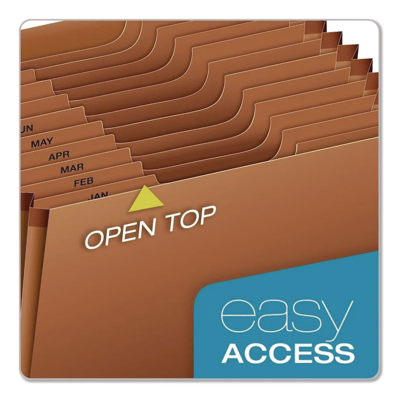 Pendaflex® Heavy-Duty Open-Top Expanding Stadium File, 12 Sections, 1/3-Cut Tabs, Legal Size, Redrope, 5/Box (PFXR219MHDBX) Box of 5