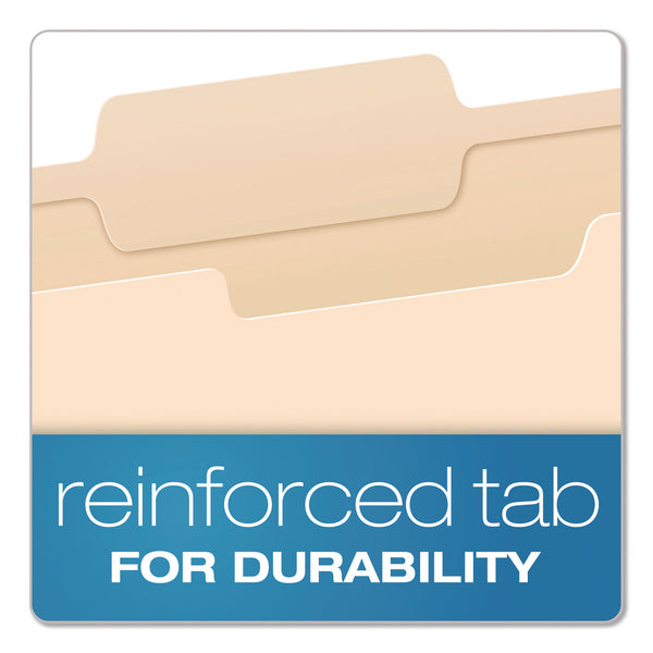Pendaflex® Reinforced Top Tab Manila File Folders, 1/3-Cut Tabs: Center Position, Letter Size, Manila, 100/Box (PFXR752132) Box of 100