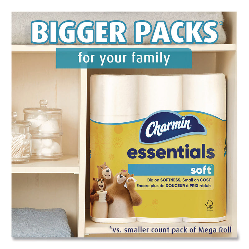 Charmin Essentials Soft Bathroom Tissue, Septic Safe, 2-Ply, White, 330 Sheets/Roll, 9 Rolls/Pack, 4 Packs/Carton (PGC04536) Case of 36