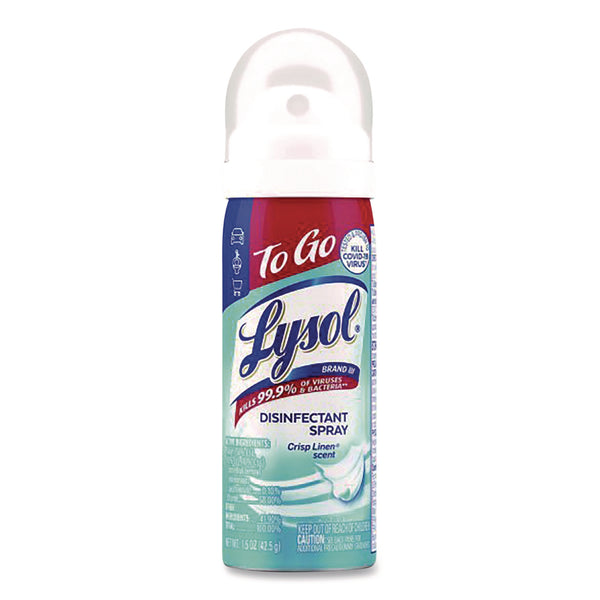 Lysol Disinfectant Spray To Go, Crisp Linen Scent, 1.5 oz, Aerosol Spray (RAC1920099923) Each