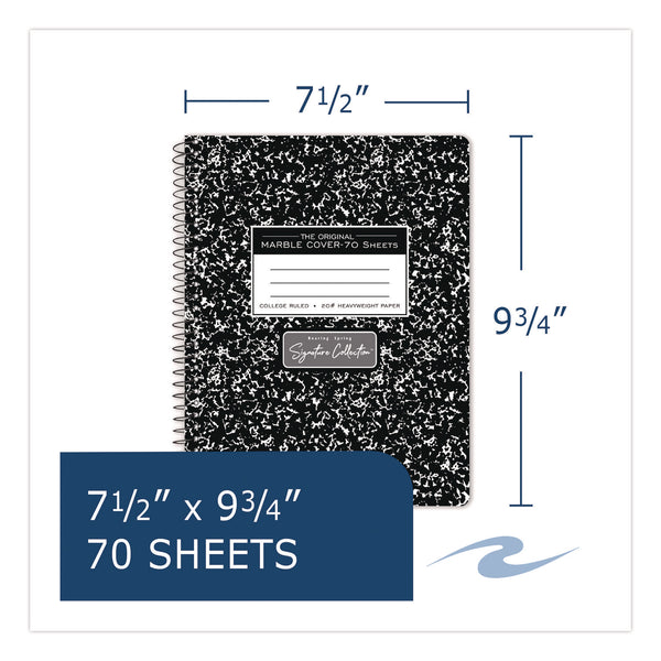 Roaring Spring® Signature Collection Spiralbound Composition Book, Medium/College Rule, Black Marble Cover, (70) 9.75 x 7 Sheets (ROA10111) Each