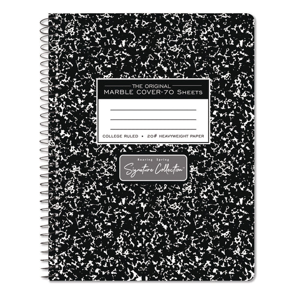 Roaring Spring® Signature Collection Spiralbound Composition Book, Medium/College Rule, Black Marble Cover, (70) 9.75 x 7 Sheets (ROA10111) Each