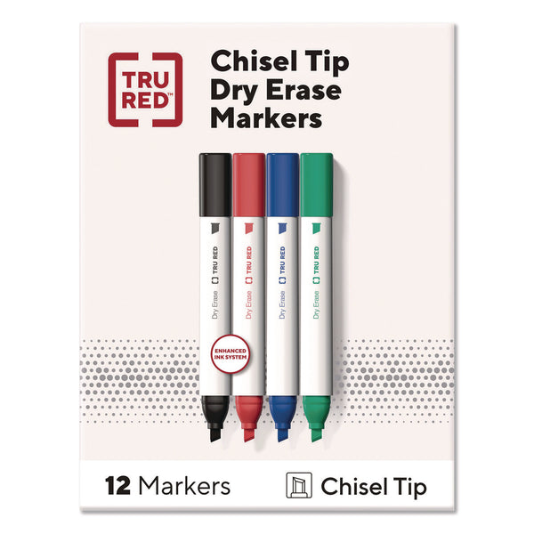 Tank Dry Erase Markers, Broad Chisel Tip, Assorted Colors, 12/Pack (TUDTR61454) Pack of 12