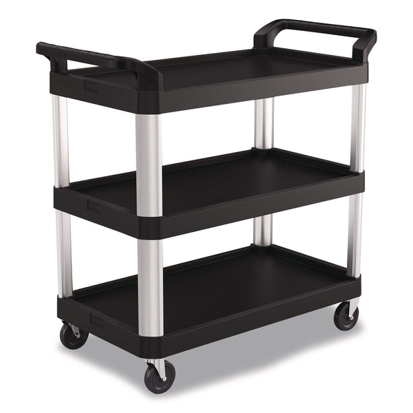 Three-Shelf Service Cart, Metal/Plastic, 3 Shelves, 300 lb Capacity, 20" x 39.85" x 38.17", Black (SUARC2040) Each