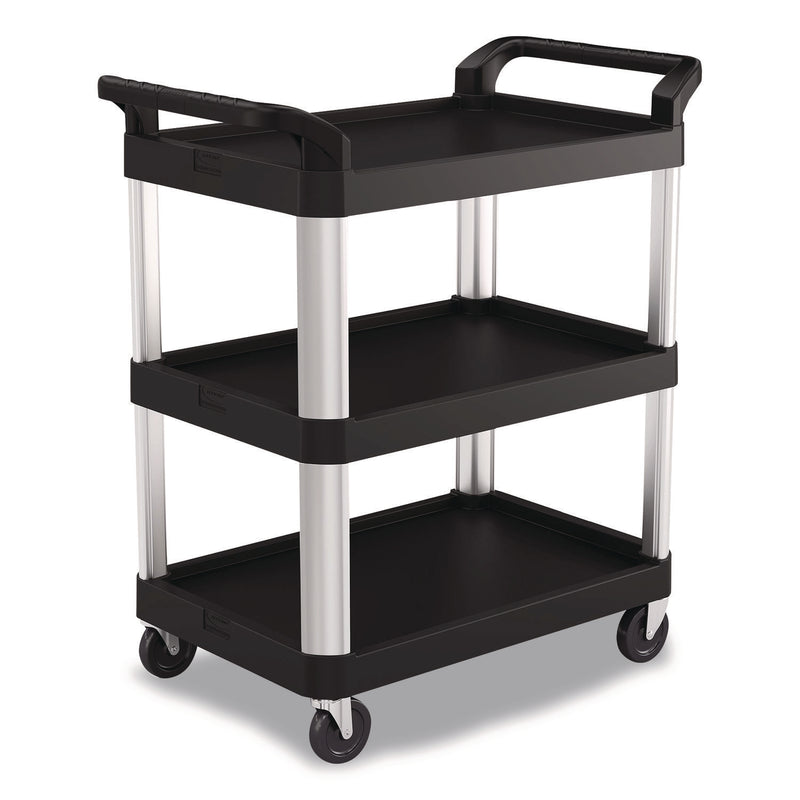 Three-Shelf Service Cart, Metal/Plastic, 3 Shelves, 300 lb Capacity, 20" x 34" x 37.92", Black (SUARC2030) Each