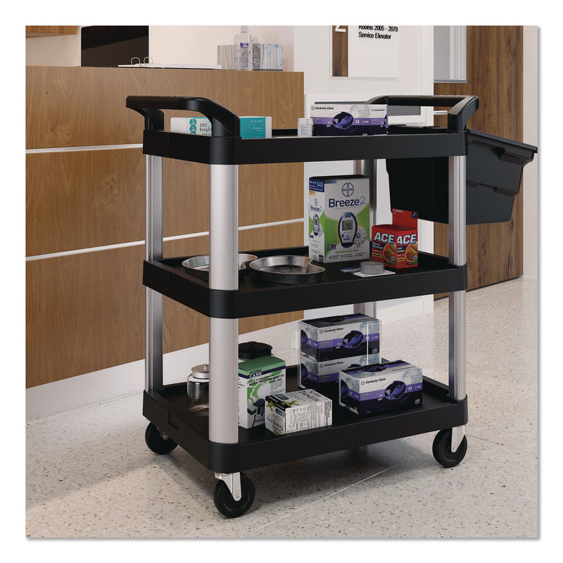 Three-Shelf Service Cart, Metal/Plastic, 3 Shelves, 300 lb Capacity, 20" x 34" x 37.92", Black (SUARC2030) Each