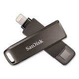 Dual Phone USB 3.2 Type-C/Lightning Flash Drive, 256 GB, Black (SDIIX70N256GAG6) Each