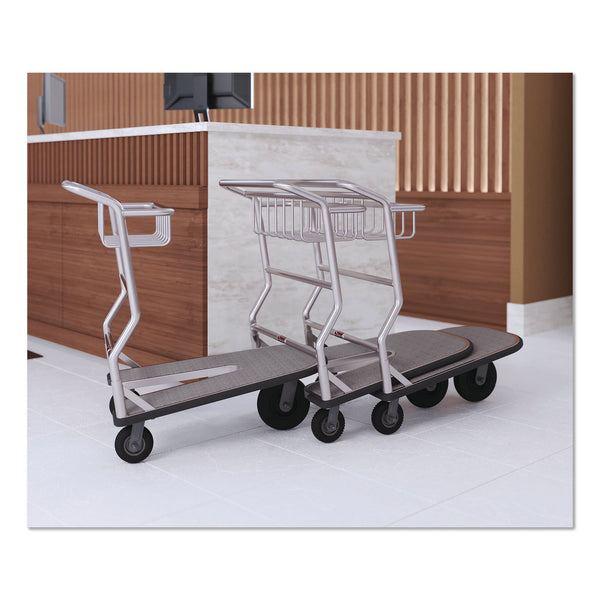 Nesting Luggage Cart with Carpeted Platform, 300 lb Capacity, 27 x 37 x 37.5, Silver/Black (SUAMLCNC600) Each