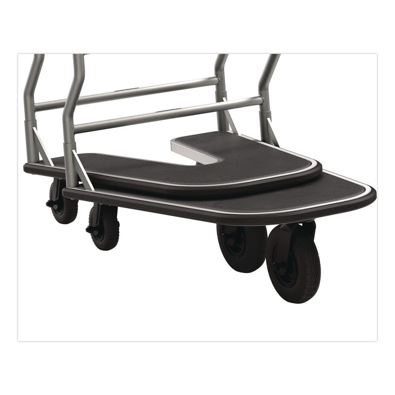 Nesting Luggage Cart with Rubber Platform, Capacity, 300 lb Capacity, 27 x 37 x 37.5, Silver/Black (SUAMLCNR600) Each