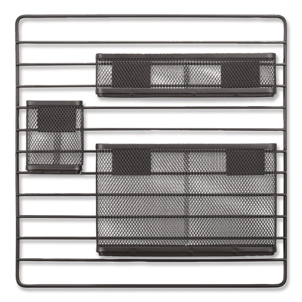 TRU RED™ Metal Mesh 3-Compartment Cubicle/Wall-Mount Office Supplies Organizer, 15" x 15", Black (TUDTR61967) Each