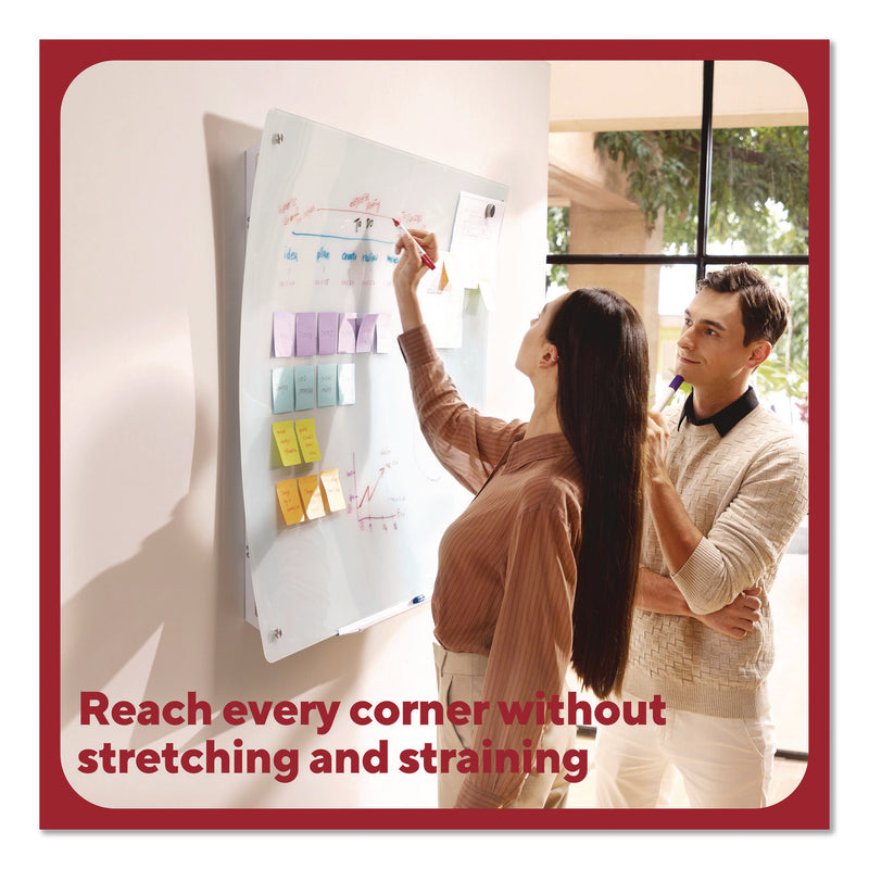 TRU RED™ Curved Magnetic Glass Dry Erase Board, 3 ft x 4 ft, White Surface (TUDTR62094) Each