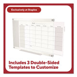 Magnetic Glass Dry Erase Board with Templates, Six Views, 3 ft x 2 ft, White Surface (TUDTR62139) Each