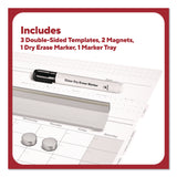 Magnetic Glass Dry Erase Board with Templates, Six Views, 3 ft x 2 ft, White Surface (TUDTR62139) Each