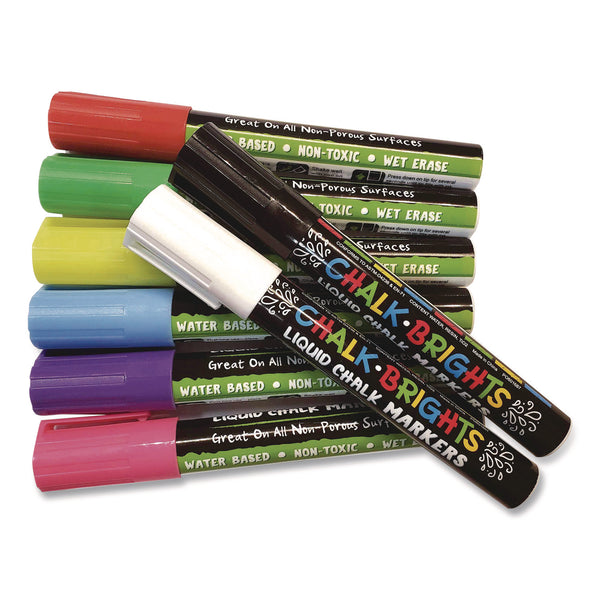 Chalk Brights Liquid Chalk Markers, Broad Reversible Bullet/Chisel Tips, Assorted Colors, 8/Pack (TCR20884) Each