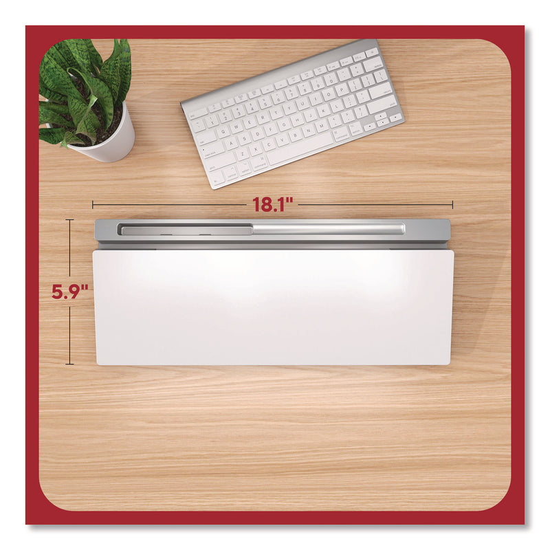 Glass Desktop Dry Erase Board, 18.1" x 5.9", White Surface, Aluminum Frame (TUDTR62579) Each