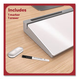 Glass Desktop Dry Erase Board, 18.1" x 5.9", White Surface, Aluminum Frame (TUDTR62579) Each