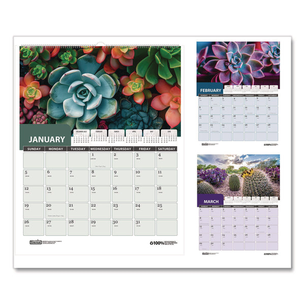 House of Doolittle™ Recycled Succulent and Cacti Wall Calendar, 14 x 11, Multicolor Sheets, 12-Month (Jan-Dec): 2026 (HOD317) Each