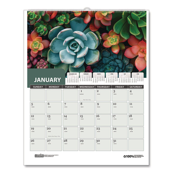 House of Doolittle™ Recycled Succulent and Cacti Wall Calendar, 14 x 11, Multicolor Sheets, 12-Month (Jan-Dec): 2026 (HOD317) Each