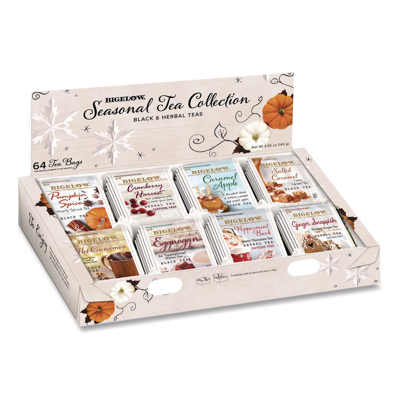 Seasonal Tea Collection, Assorted Flavors, Individually Wrapped Tea Bags, 64/Box (BIERCB40568) Box of 64