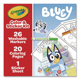 Crayola Bluey Color and Sticker Kit, (26) Pip-Squeaks Skinnies Washable Markers, (20) Coloring Pages, (1) Sticker Sheet (CYO41235) Each