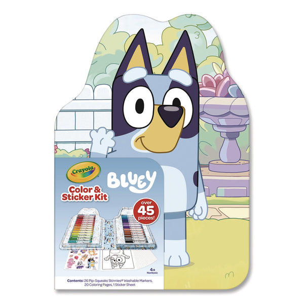 Crayola Bluey Color and Sticker Kit, (26) Pip-Squeaks Skinnies Washable Markers, (20) Coloring Pages, (1) Sticker Sheet (CYO41235) Each