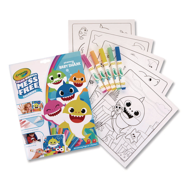 Crayola Pinkfong Baby Shark Color Wonder Kit, (18) Coloring Pages, (5) Baby Shark Collection Markers (CYO757103) Each