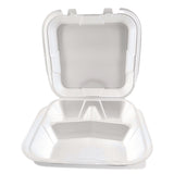 Foam Hinged Lid Containers, 3-Compartment, 9 x 10 x 3, White, Foam, 200/Carton (PST12083) Case of 200