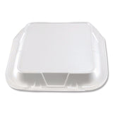 Foam Hinged Lid Containers, 3-Compartment, 9 x 10 x 3, White, Foam, 200/Carton (PST12083) Case of 200