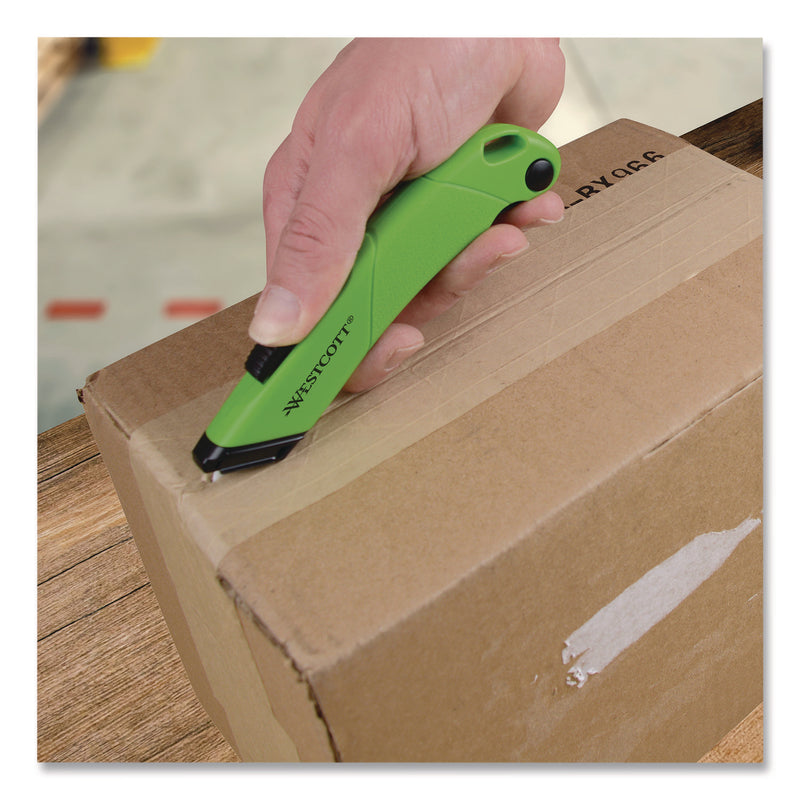 Westcott® Ceramic Safety Cutter with Fold-Out Film Cutter, Plastic Handle, Green (WTC00741) Each