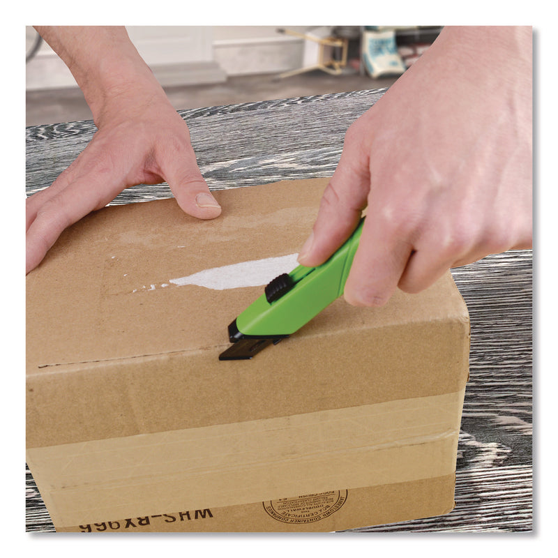 Westcott® Ceramic Safety Cutter with Fold-Out Film Cutter, Plastic Handle, Green (WTC00741) Each