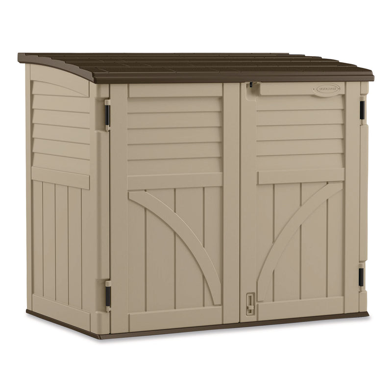 Horizontal Storage Shed, 4 ft 5" x 2 ft 8.5" x 3 ft 9.5", Sand/Slate (SUABMS3400X) Each