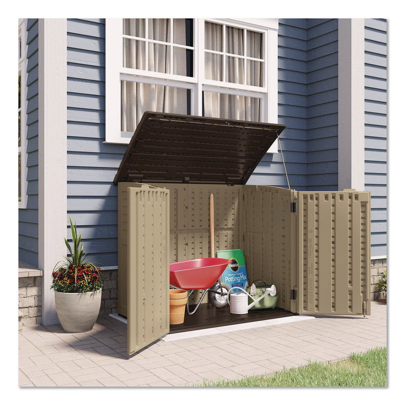 Horizontal Storage Shed, 4 ft 5" x 2 ft 8.5" x 3 ft 9.5", Sand/Slate (SUABMS3400X) Each