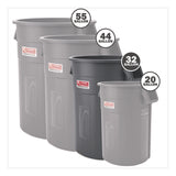 Injection Molded Utility Trash Can, 32 gal, Plastic/Resin, Gray (SUATCU32) Each