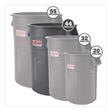 Injection Molded Utility Trash Can, 44 gal, Plastic/Resin, Gray (SUATCU44) Each