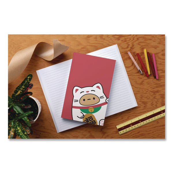 Denik Smoko Tayto Lucky Cat Layflat Notebook, 1 Subject, Medium/College Rule, Red/White/Brown Cover, (72) 8 x 5 Sheets (DNKLFC1885L) Each