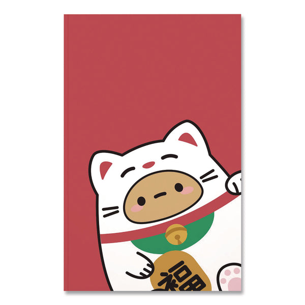 Denik Smoko Tayto Lucky Cat Layflat Notebook, 1 Subject, Medium/College Rule, Red/White/Brown Cover, (72) 8 x 5 Sheets (DNKLFC1885L) Each
