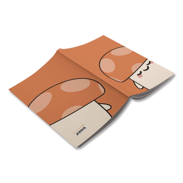 Denik Smoko Kai Mushroom Layflat Notebook, 1 Subject, Medium/College Rule, Orange/White Cover, (72) 8 x 5 Sheets (DNKLFC1891L) Each