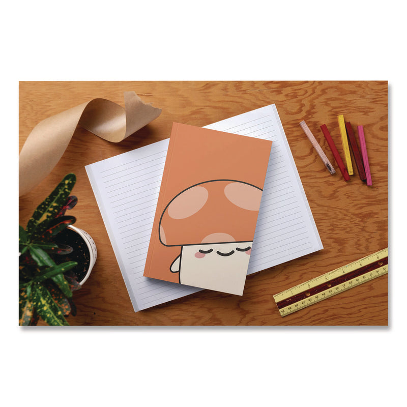 Denik Smoko Kai Mushroom Layflat Notebook, 1 Subject, Medium/College Rule, Orange/White Cover, (72) 8 x 5 Sheets (DNKLFC1891L) Each