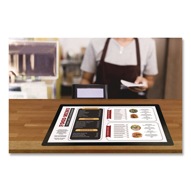 Menu Holder For 11 x 17 Menus, Landscape Orientation, 18.9 x 12.6 Holder, Clear/Black (EXOPLSMENU1117C) Each