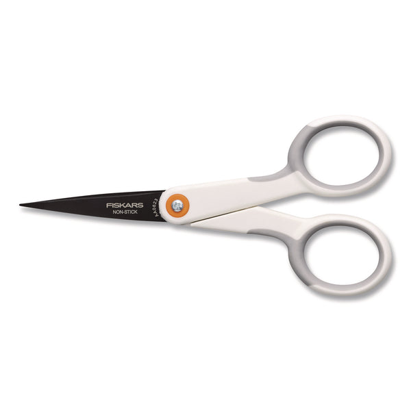 SoftGrip Nonstick Scissors, 5" Long, Straight White/Gray Handle (FSK1069763) Each