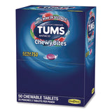 TUMS Antacid Chewy Bites, 2 Tablets/Pouch, 25 Pouches/Box (LIL81518) Box of 50