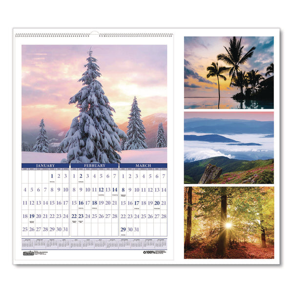 House of Doolittle™ Recycled Three-Month Season Wall Calendar, 12 x 16.5, Multicolored Sheets, 14-Month: Dec 2025 to Jan 2027 (HOD323) Each