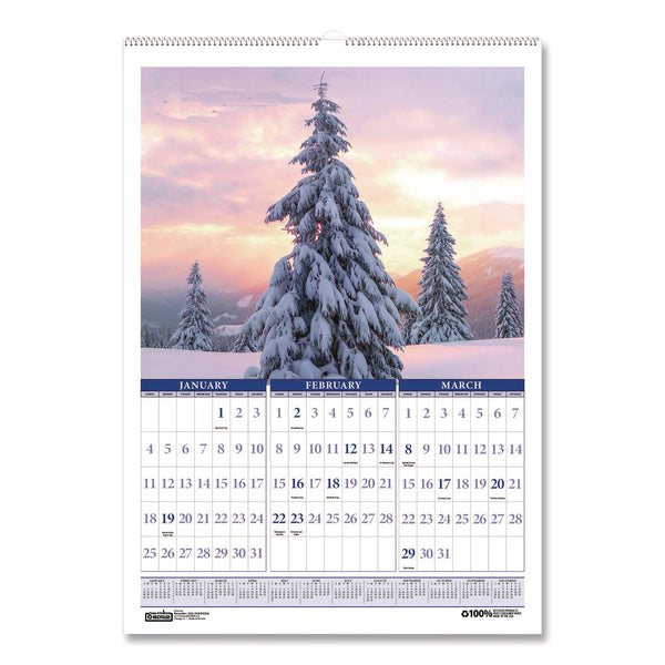 House of Doolittle™ Recycled Three-Month Season Wall Calendar, 12 x 16.5, Multicolored Sheets, 14-Month: Dec 2025 to Jan 2027 (HOD323) Each