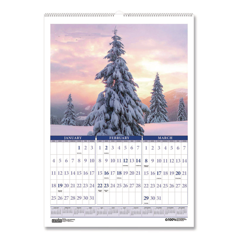 House of Doolittle™ Recycled Three-Month Season Wall Calendar, 12 x 16.5, Multicolored Sheets, 14-Month: Dec 2025 to Jan 2027 (HOD323) Each