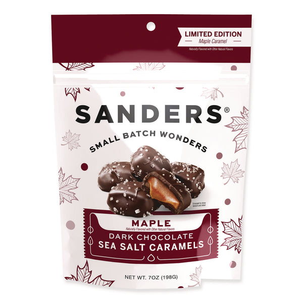 Sanders® Small Batch Wonders Maple Dark Chocolate Sea Salt Caramels, 7 oz Packet (NDEMRY30704) Each