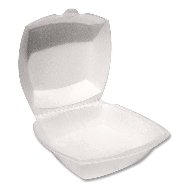 Foam Hinged Lid Containers, 6 x 6 x 3, White, Foam, 500/Carton (PST12175) Case of 500