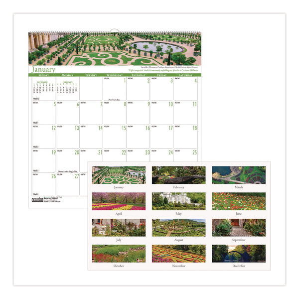 House of Doolittle™ Recycled Gardens of the World Monthly Wall Calendar, Garden Scene Photography, 12 x 12, White Sheets, 12-Month (Jan-Dec):2025 (HOD30125) Each