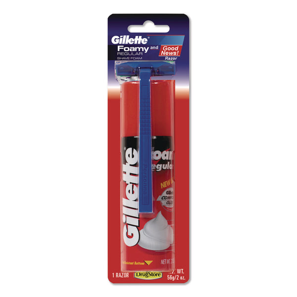 Gillette® Shave Kit, 2-Blade Razor and 2 oz Foam Shave Crean (PGC70104) Box of 4