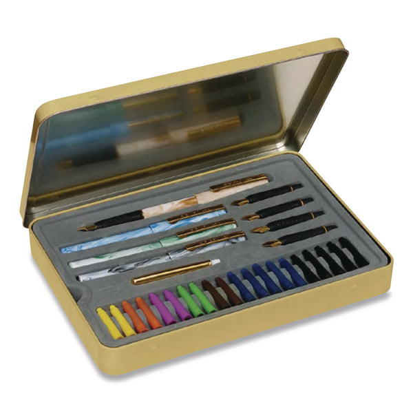 Master the Art of Calligraphy Fountain Pen Set, 33 Pieces, (5) Nib Sizes, (7) Ink Colors, (4) Barrel Colors (STD899SM5NA) Each