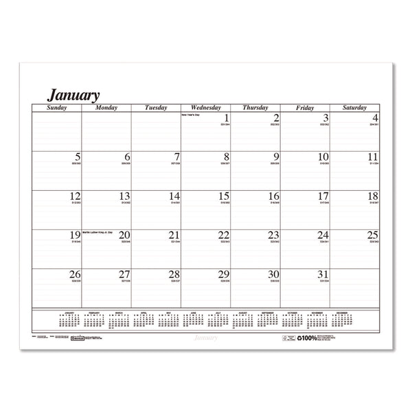 House of Doolittle™ Recycled Economy Monthly Desk Pad Calendar, 22 x 17, White/Black Sheets, 12-Month (Jan to Dec): 2025 (HOD12625) Each